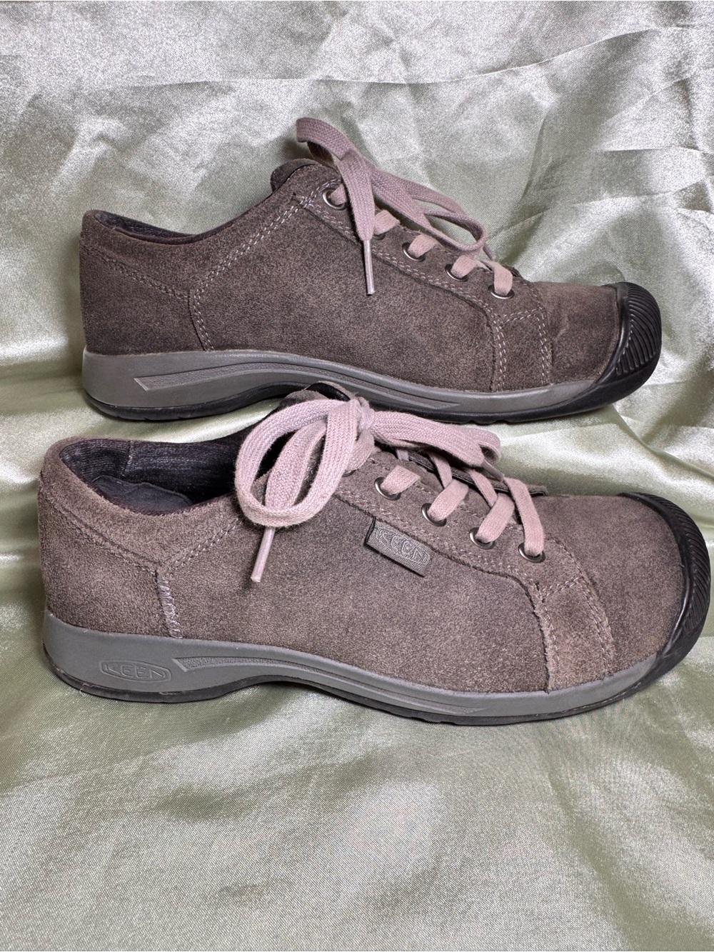 KEEN Reisen Low Leather Suede Comfort Oxford Sneakers Olive Green 7.5